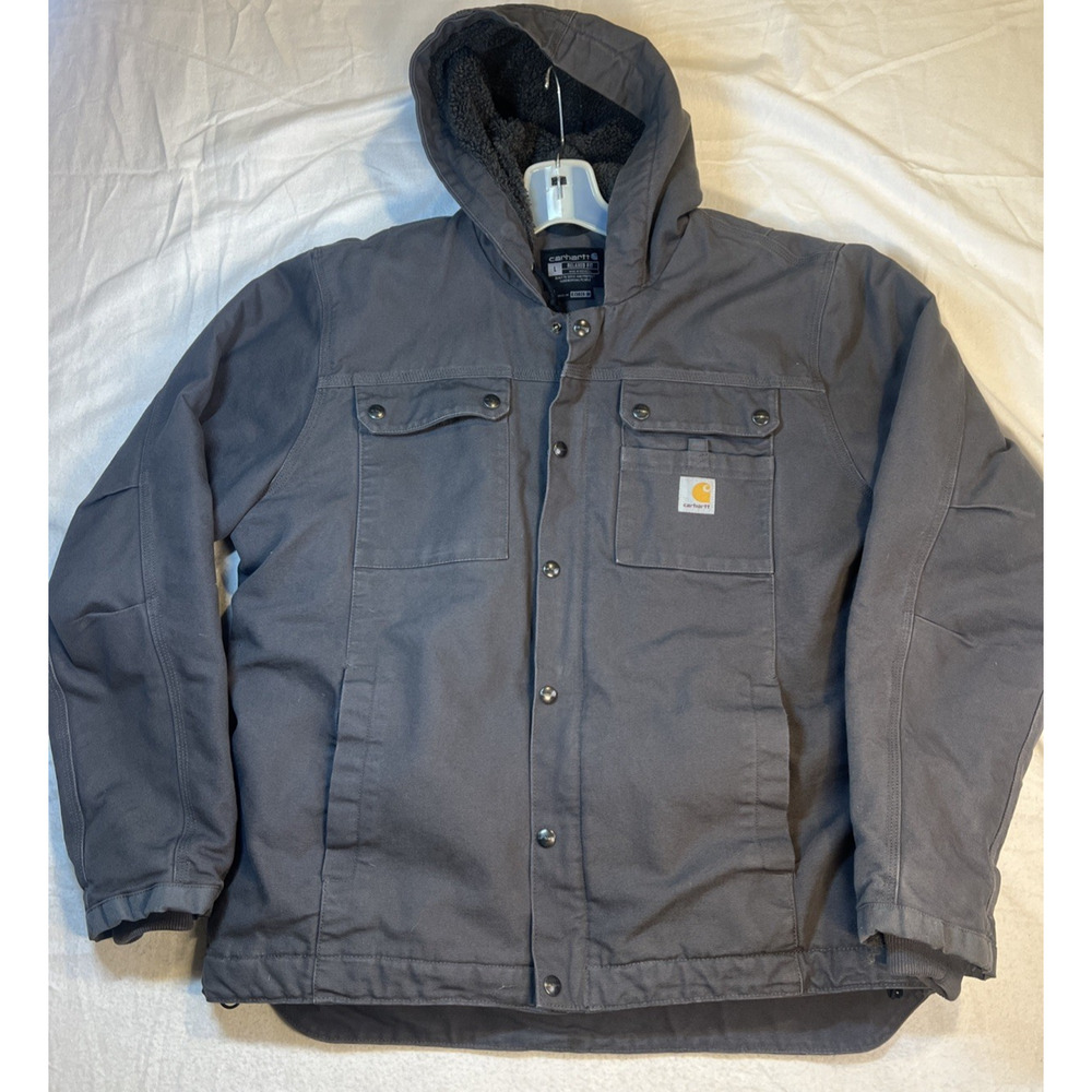 Carhartt Sherpa Lined Utility Jacket Large Relaxed Fit Washed Duck 0J3826-M